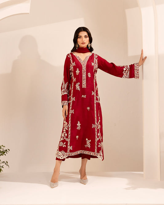 RED ROYAL EMBROIDERY 3PC
