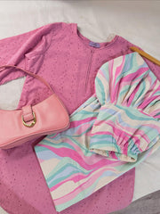 BLUSH CHICKENKARI SET ( FARSHI SHALWAR) 2PCS