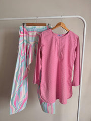 BLUSH CHICKENKARI SET ( FARSHI SHALWAR) 2PCS