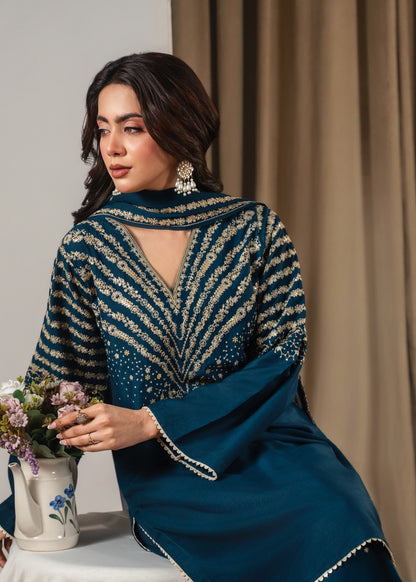 PEACOCK EMBROIDERED 3PC