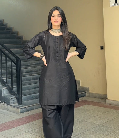 Black Pearl (Embroidery 3.Pcs with Farshi Shalwar)