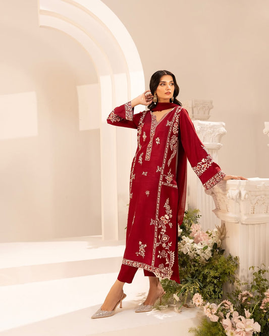 RED ROYAL EMBROIDERY 3PC