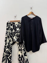 BLACK/WHITE SET ( FARSHI SHALWAR ) 2PCS