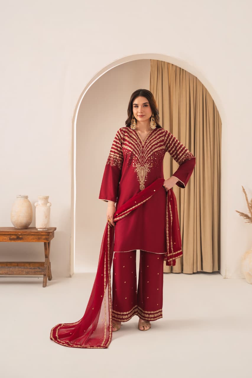 PEACOCK EMBROIDERED 3PC