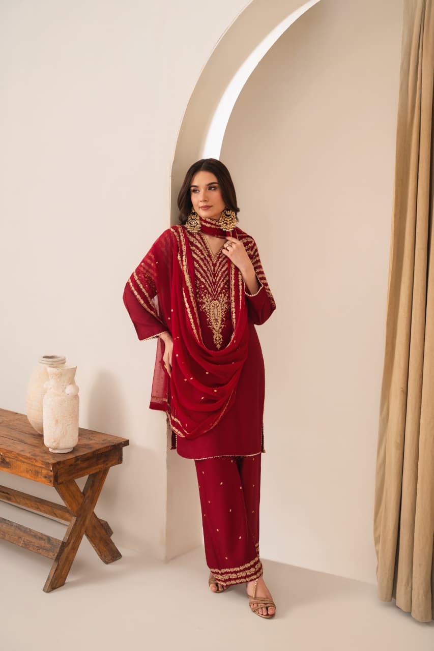 PEACOCK EMBROIDERED 3PC