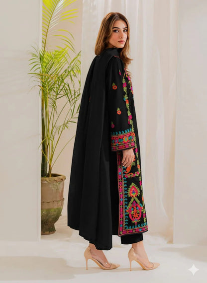 Multi Black 3Pcs Embroidery