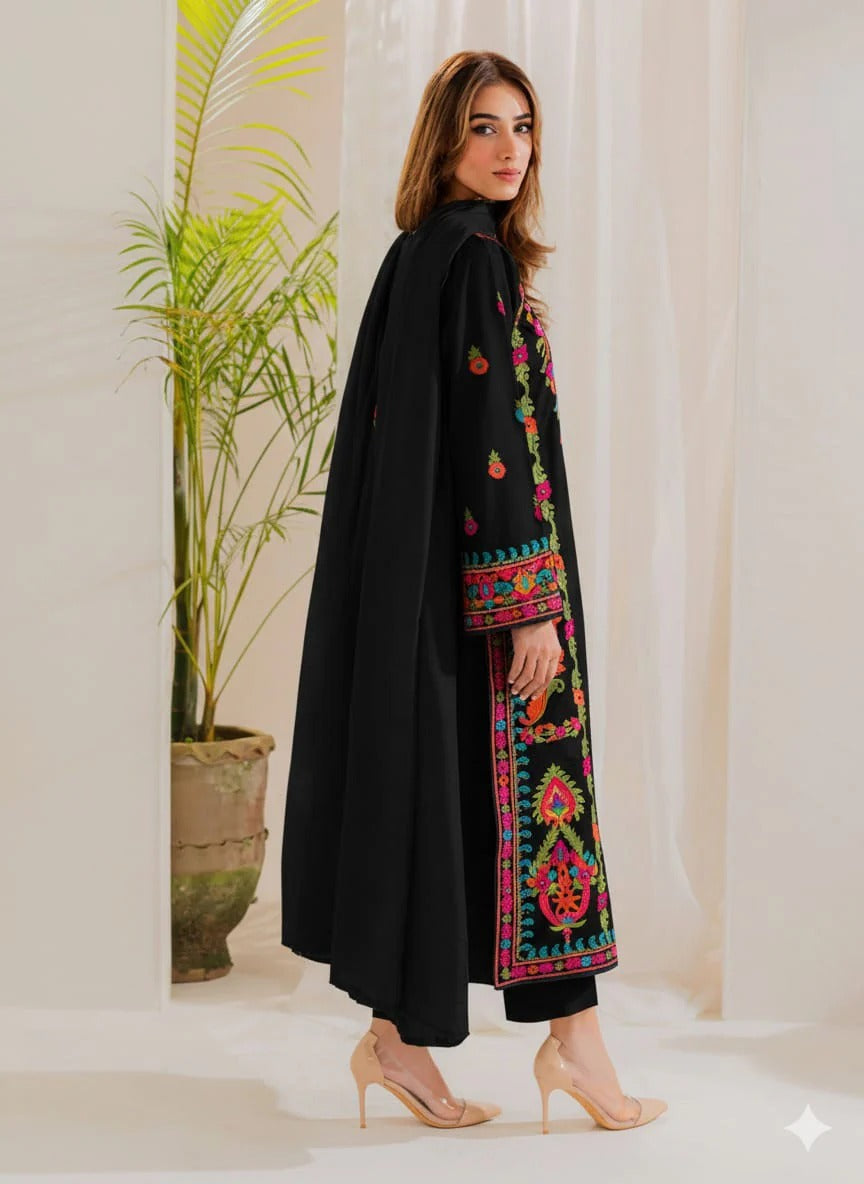 Multi Black 3Pcs Embroidery