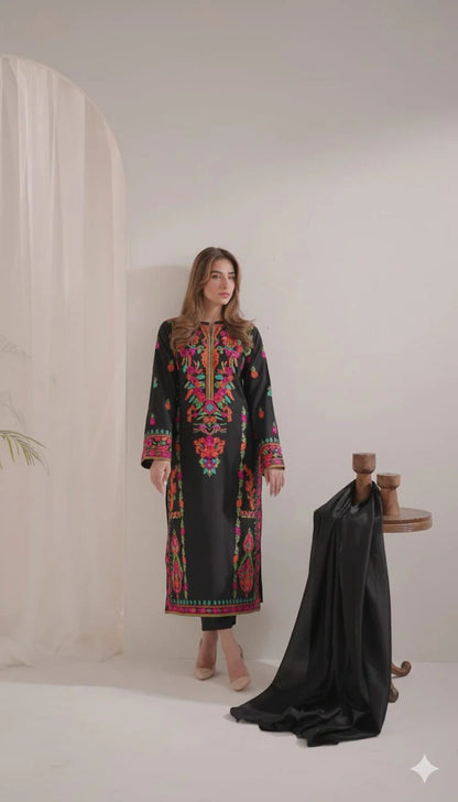 Multi Black 3Pcs Embroidery